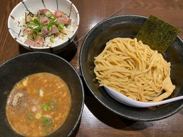 「つけめん並+チャーシューご飯（Aセット）」@煮干し中華そば 麺屋一禾の写真