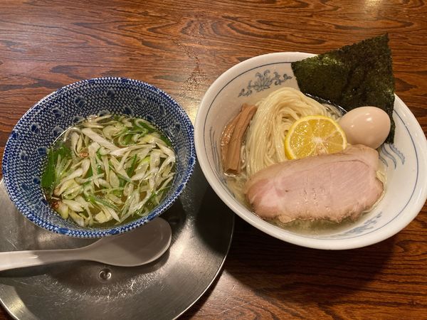 「昆布水のつけ蕎麦・塩、味玉」@中華そば 一楽の写真