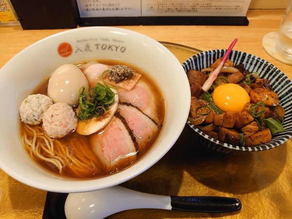 「特製ポルチーニ茸醤油ラーメン 肉ごはん」@入鹿（IRUCA）-Tokyo-の写真