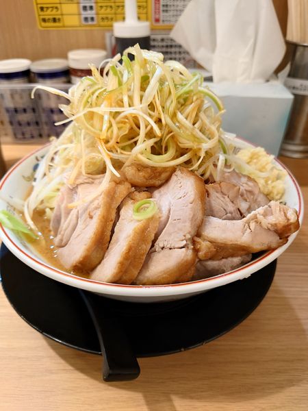 「味噌山大豚  白髪ネギ  野菜  ニンニク  アブラ」@豚山 蒲田店の写真