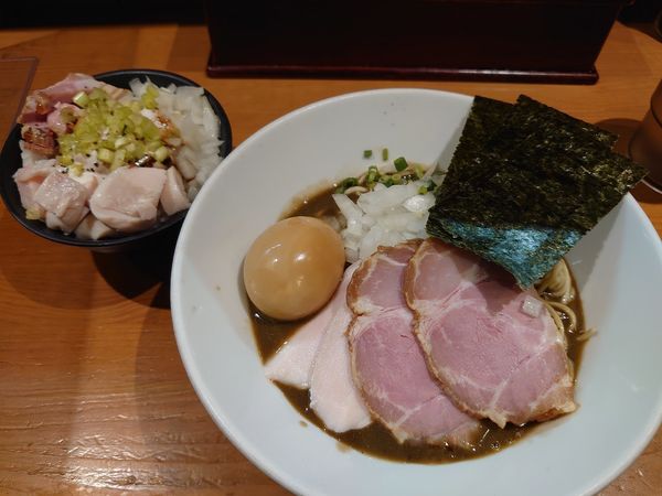 「特製濃厚蕎麦 肉めし 和え玉（ノーマル）」@亀戸煮干中華蕎麦 つきひの写真