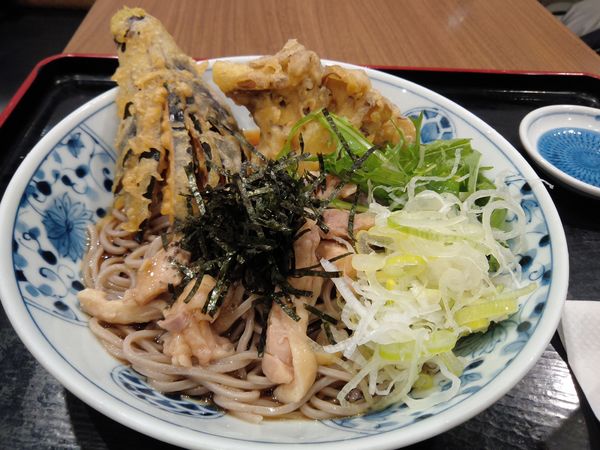 「秋野菜天と鶏肉の蕎麦　７００円」@越後そば 千住ミルディス店の写真