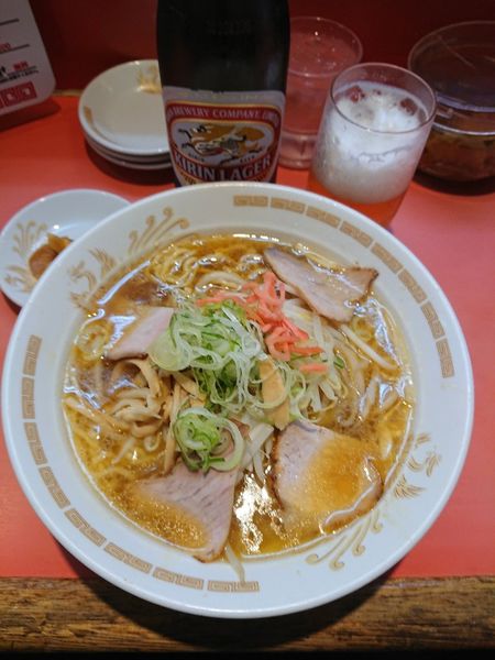 「ビール600円＋メンマ麺750円＋ニンニク100円」@一龍の写真