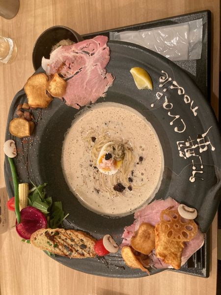 「期間限定プレミアムnoodle ポルチーニ仕立て 蟹飯セット ¥」@カニ蟹 crab noodle 三宮の写真