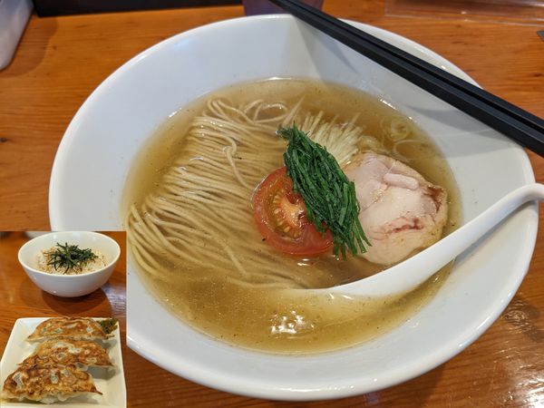 「白そば+餃子+ライス（ランチセット）」@麺屋 ブルーズの写真