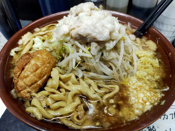 「ラーメン・大2（手揉みらどん・脂・にんにく・生姜）」@自家製麺 まさき（非乳化） 2号店の写真