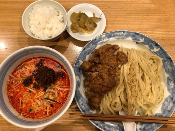 「排骨坦々麺つけ麺土日限定1380大辛」@希須林 赤坂店の写真