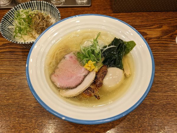 「特製潮そば（雑炊セット）1150円＋200円」@麺宿 志いなの写真