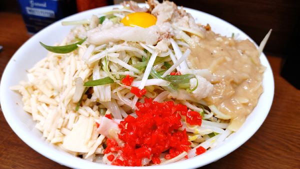 「大・汁なし・トロロ・ネギ(アブラアレベニ)¥1,180」@ラーメン二郎 横浜関内店の写真