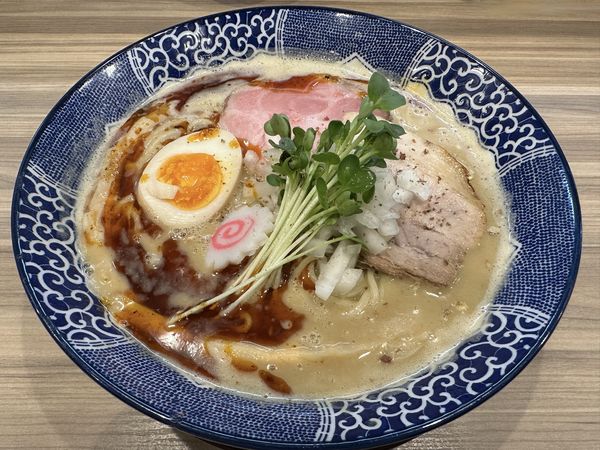 「冬限定・麦みそ鳥SABA+エビ辣油」@鳥そば 真屋の写真