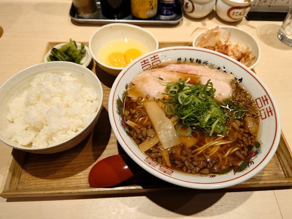 「尾道ラーメン  卵かけご飯セット」@尾道ラーメン 八じゅう 蒲田本店の写真