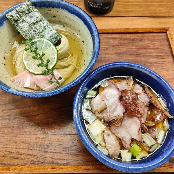 「味玉昆布水つけめん醤油､ちょい肉増し」@YOKOKURA STOREHOUSEの写真