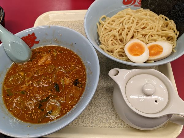 「辛味噌つけ麺 味玉」@山岡家 狭山店の写真