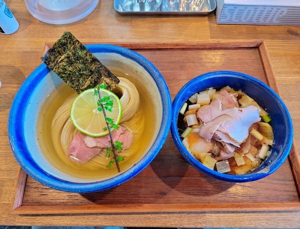 「昆布水つけ麺 醤油(大)ちょい肉増し」@YOKOKURA STOREHOUSEの写真