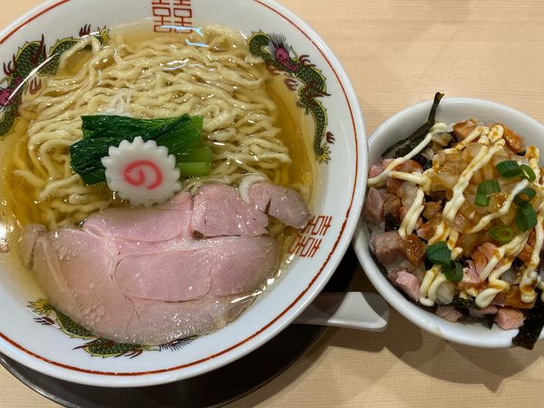 「白だしラーメン+マヨチャーシューご飯」@キング製麺の写真