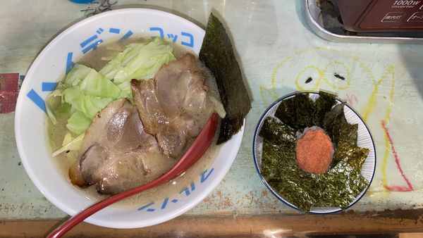 「朝ラー塩　太麺ver大盛　のり明太ご飯」@ハイデン.コッコFACTORYサマンサ・タマサの写真