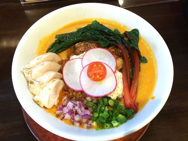 「【限定】セサMisoトマトsobaエビだし豚ラグー1400円」@sobabar Ciliegioの写真