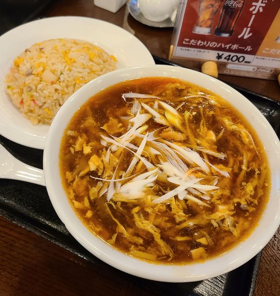 「スペシャルランチセットB(半サンラータン麺+炒飯)」@広東酒家らくらくの写真