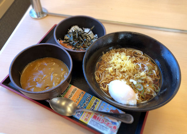 「朝定食Sセット(430円)+カレールー(クーポン)」@ゆで太郎 篠崎店の写真