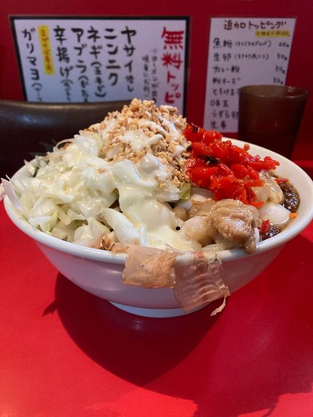 「カレーまぜそば　うずら全マシ」@ひたちなか大盛軒の写真