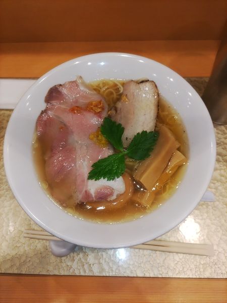 「黄金貝らーめん+味付煮玉子」@なにわ麺次郎の写真