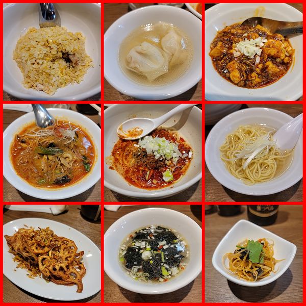 「【ラーメンコース】塩かけラーメンハーフ 担々麺5辛ハーフ 他」@雲呑麺のお店 おんわの写真