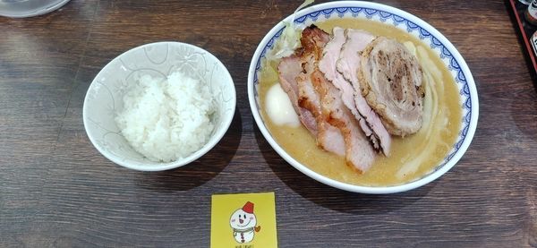 「味噌、各種追加トッピング、ライス小」@味噌ラーメン 雪ぐにの写真