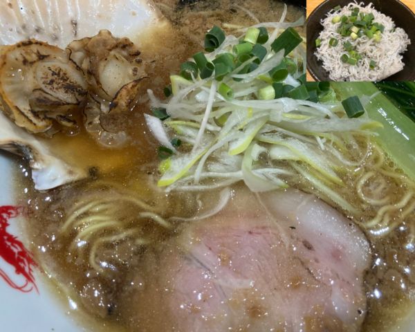 「しじみと帆立の醤油らーめん+しらす丼」@ウミのチカラの写真