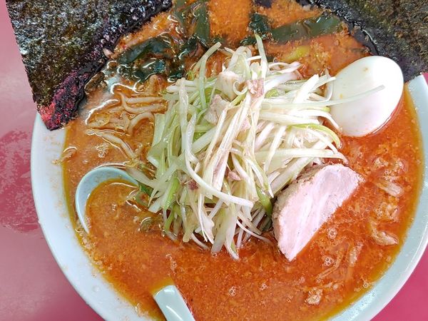 「辛いラーメンレギュラークラス（こってり）＋あえネギ＋味付玉子」@ラーメンショップ幸手 金田亭の写真