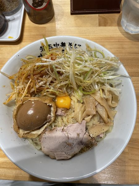 「リッチ&辛ネギ釜玉(大)」@釜玉中華そば ナポレオン軒の写真