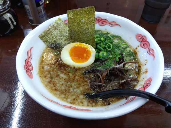 「お昼の定食（縮れ麺＋明太飯）＋替え玉2玉」@南木商店の写真