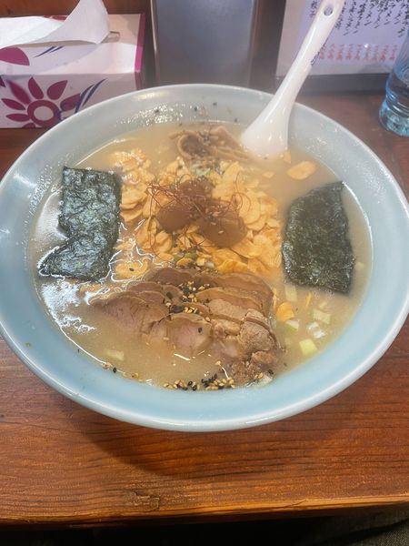 「にんにく三昧らーめん　チャーシュー」@がんこや かるがんラーメン つくば店の写真