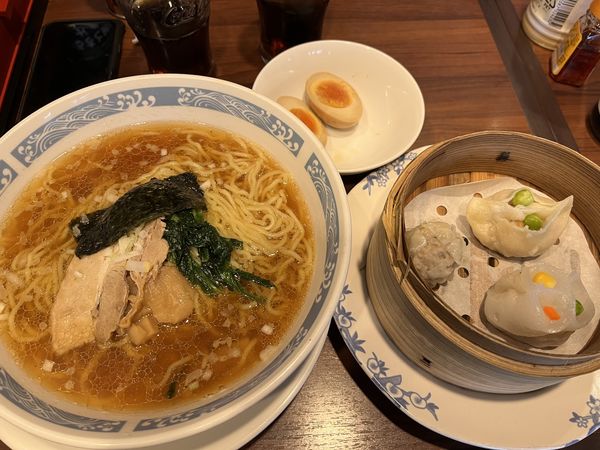 「味玉ラーメンと点心ドリンクセット」@バーミヤン 東大宮店の写真