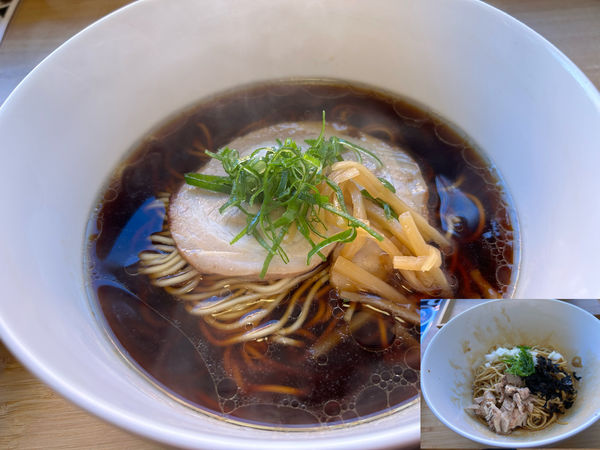 「鶏醤油拉麵500円（オープン記念価格）、和え玉280円」@鶏醤油拉麺専門店そうわの写真