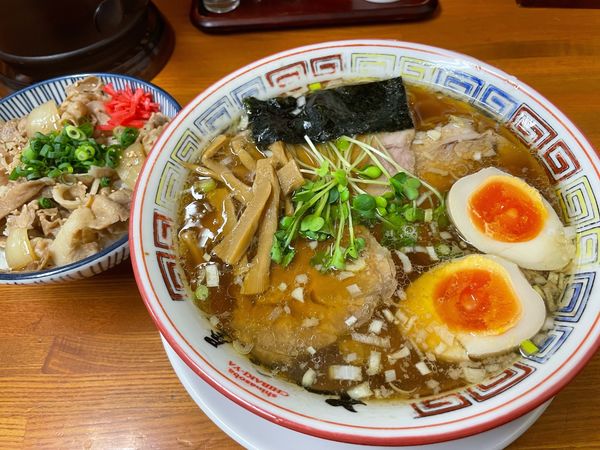 「焼豚そば醤油　煮卵　Cセット(豚飯)」@ちばき屋 葛西店の写真