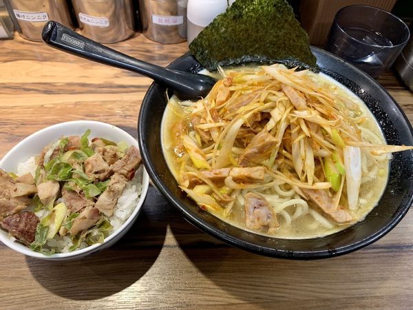 「ネギらーめん＋ランチミニご飯」@豚骨醤油らーめん 誠屋 八幡山本店の写真