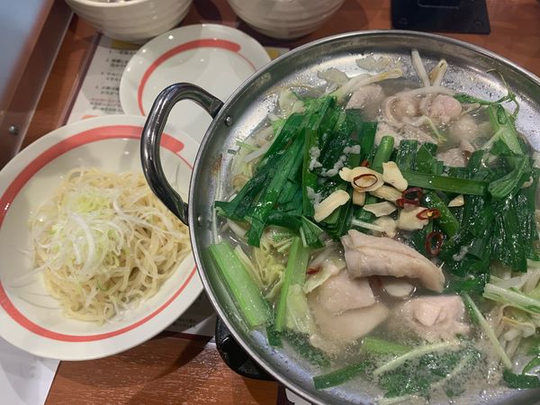 「もつと鶏の合盛り鍋(〆らーめん)」@幸楽苑 平店の写真