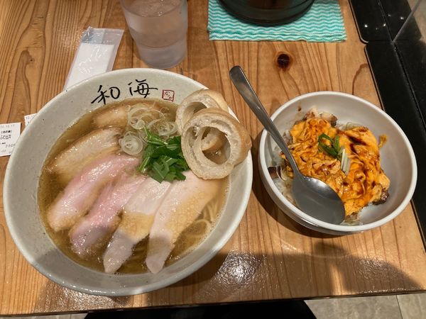 「塩ミックス1150円＋ふわ玉丼390円」@らーめん専門 和海 なんば店の写真