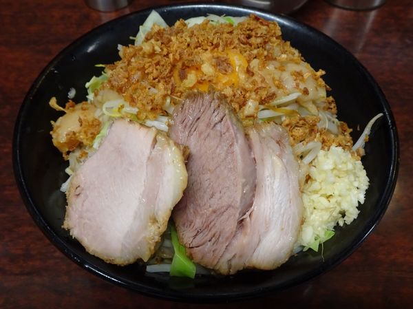 「小ラーメン（800円）＋汁なし（150円）ニンニクアブラ」@ラーメン二郎 めじろ台店の写真