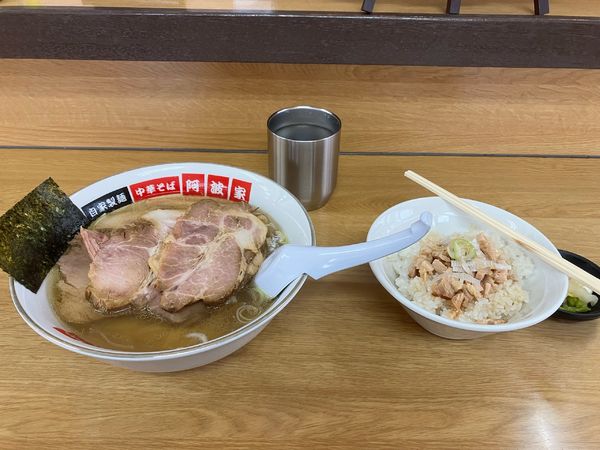 「Wチャーシューメン　　チー油ライス」@中華そば 栃木阿波家の写真