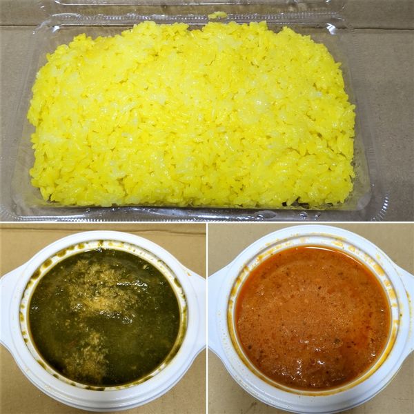 「キーマカレー＆海老サグカレー(辛口)　1300円」@ナマステ上野キッチンの写真