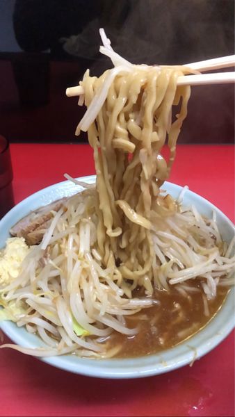 「ラーメン麺少なめニンニクアブラ」@ラーメン悔いなしの写真