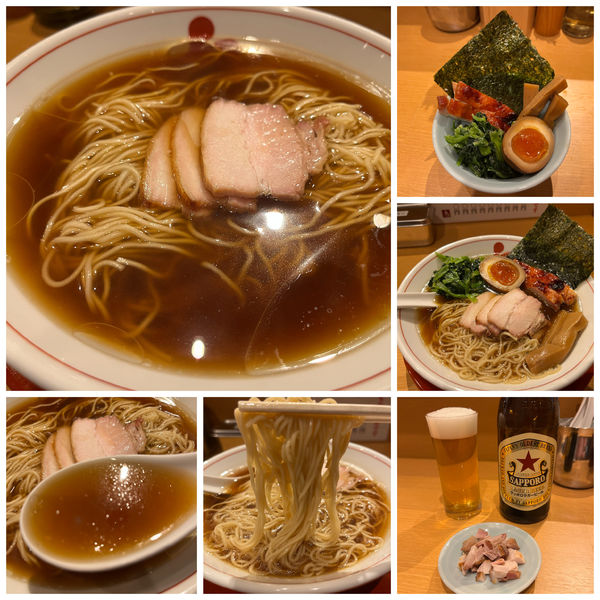 「特製中華そば 1000円＋赤星ビール650円」@中華そば はし本の写真