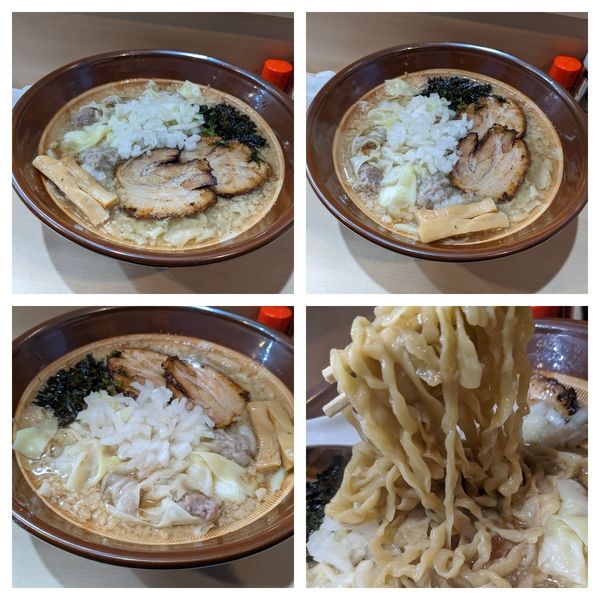 「【限定】背脂煮干しそば＋大盛り＋ワンタン」@手揉み中華そば 中村の写真