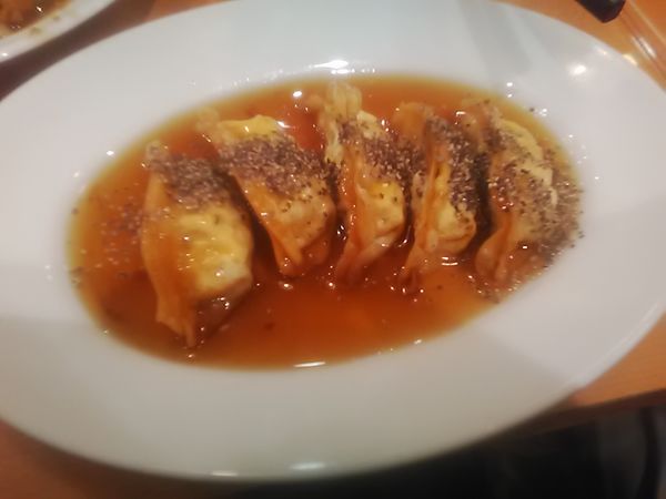 「あんかけ揚げ餃子5個(380円)」@肉野菜炒め ベジ郎 松戸東口店の写真