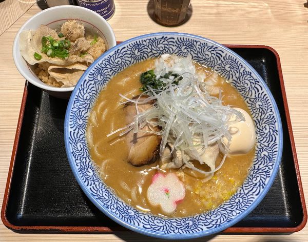 「柚子味噌らー麺+味付玉子+眠りチャーシュー+チャンコ御飯小」@らー麺土俵 鶴嶺峰の写真
