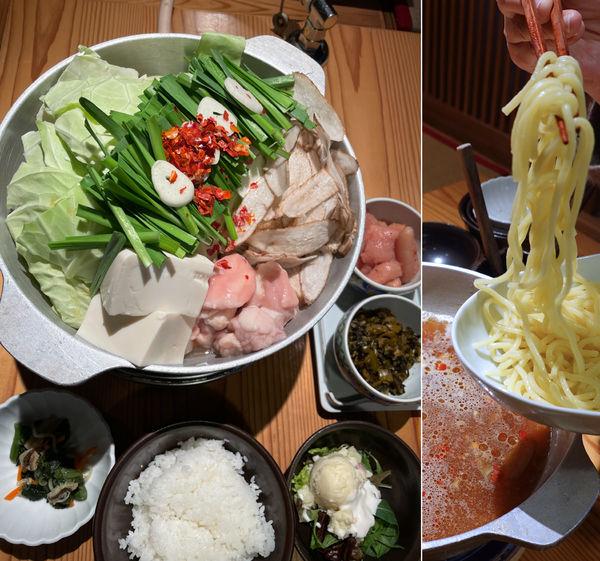 「もつ鍋膳 2,200円 + ちゃんぽん麺醤油味 450円」@博多もつ鍋 やまや コレド室町店の写真