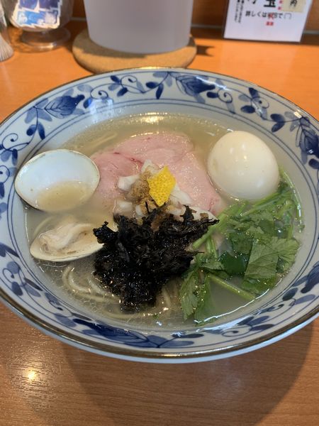 「三種の貝出汁潮そば＋味たま」@㐂九八 ～garage～の写真