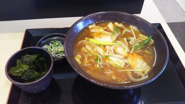 「肉野菜あんかけそば、三陸わかめ（クーポン）」@ゆで太郎 谷田部店の写真