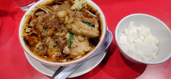 「スタミナらーめん肉増、小ライス」@名古屋スタミナらーめん アブラカラメの写真